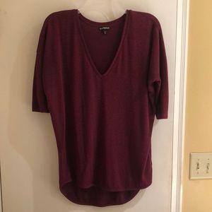 Express Medium Maroon 3/4 Sleeve Soft Shirt